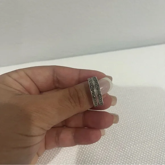 VINTAGE Judith Jack Stackable Rings Marcasite & Sterling set of 2 bands size 7.5 - Picture 6 of 6